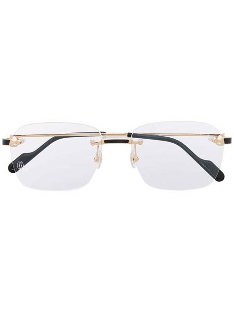 cartier square rimless sunglasses|rimless cartier glasses on face.